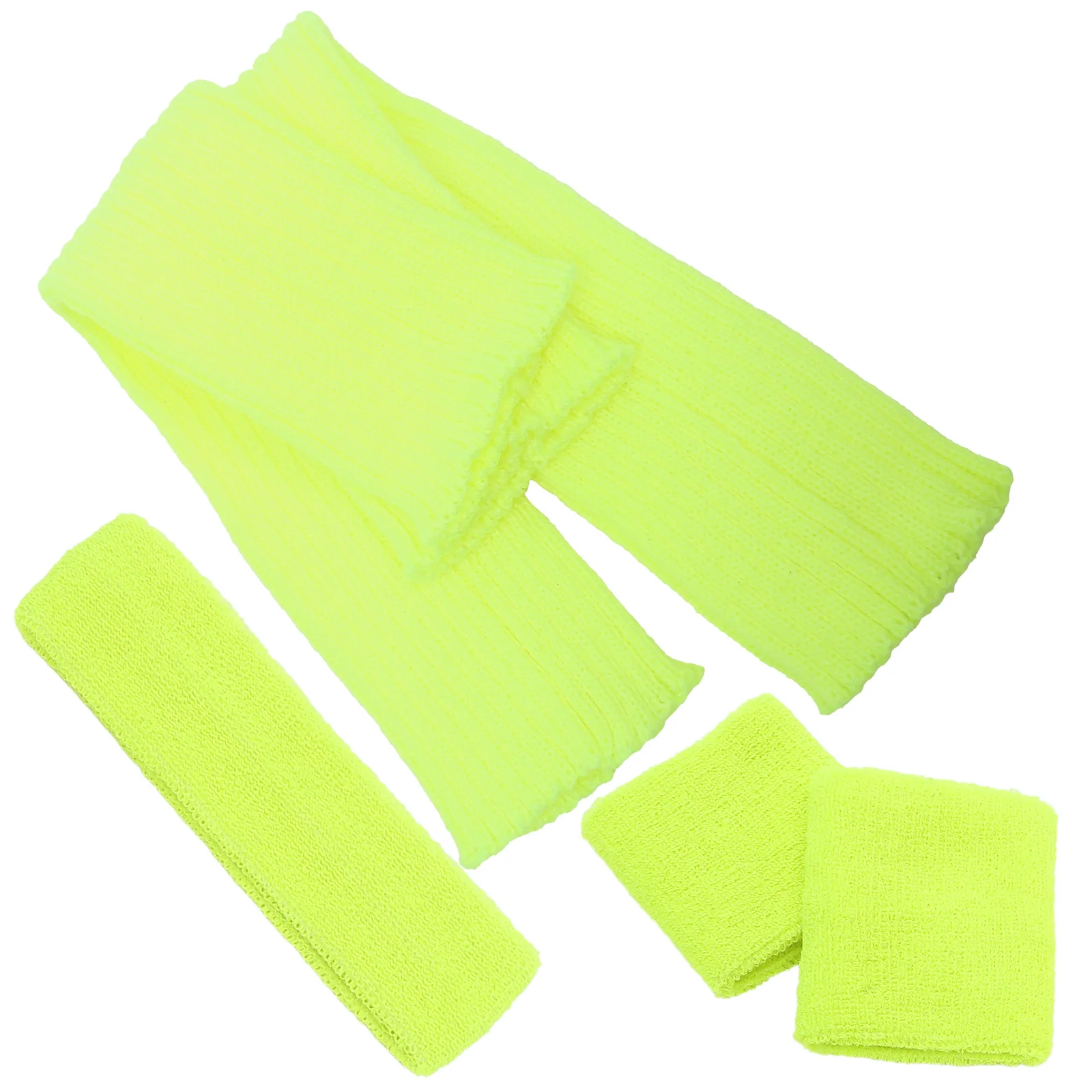 

1 Set of Sports Sweatband Wrist Sweat Bands Calf Sleeves Set Novelty Party Colored Knitting Knit Outfit Set