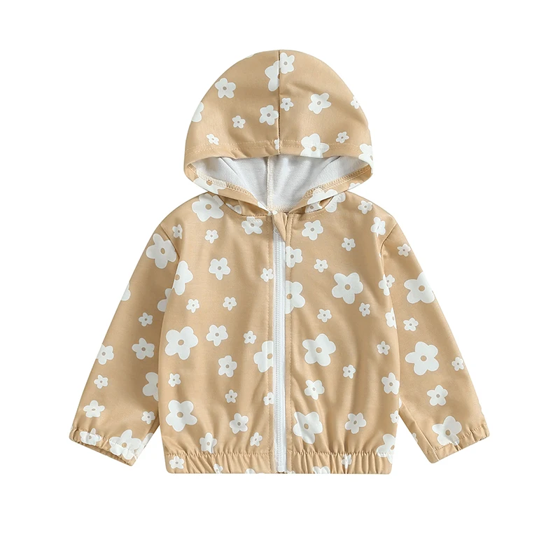 

Baby Girl Sweatshirt Jacket Long Sleeve Zipper Hooded Jacket Floral Hoodie Zip Up Coat Infant Spring Clothes Outwear