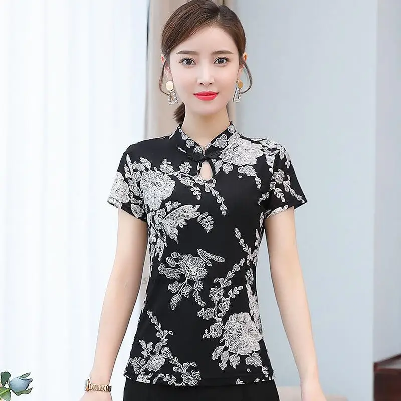2024 chinese traditional qipao blouse improved qipao women national improved qipao blouse flower print tang suit chinese blouse