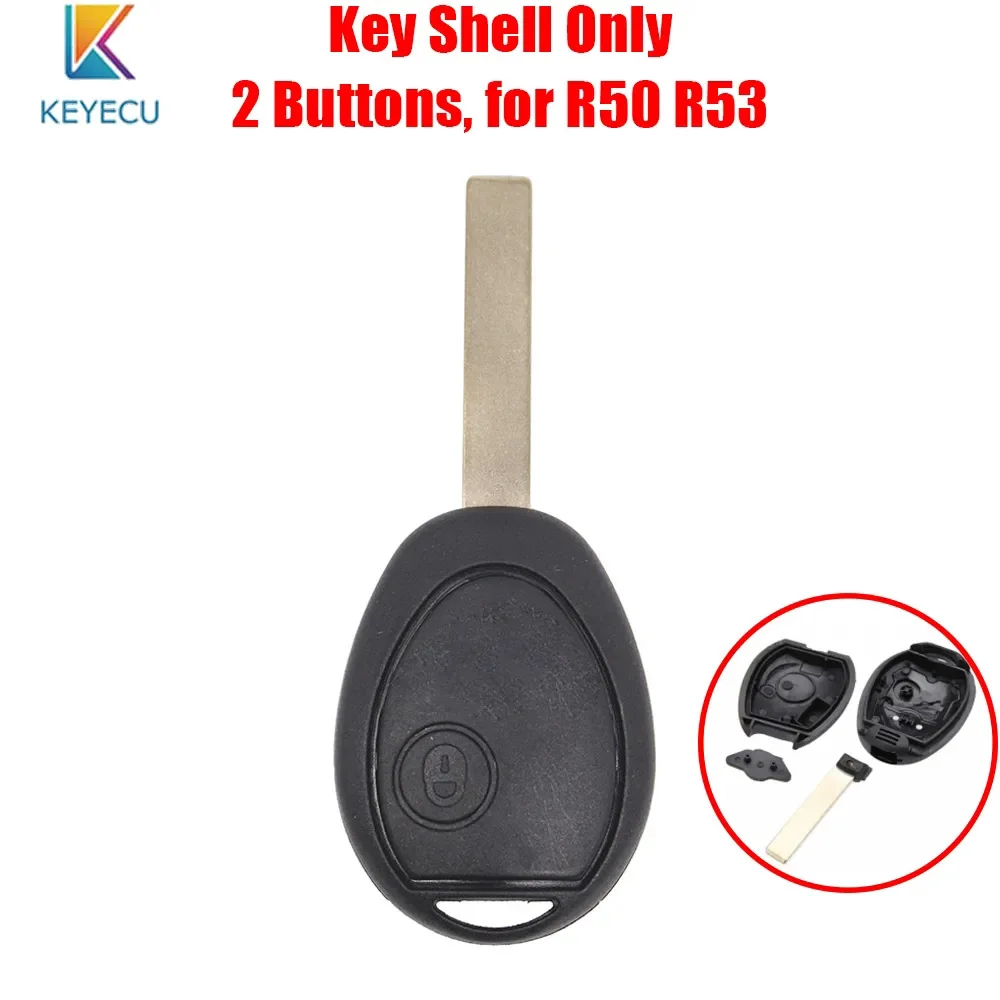

KEYECU Replacement Remote Car Key Case Shell 2 Buttons Uncut Blade Blank FOB for BMW Mini Cooper R50 R53 2002 2003 2004 2005