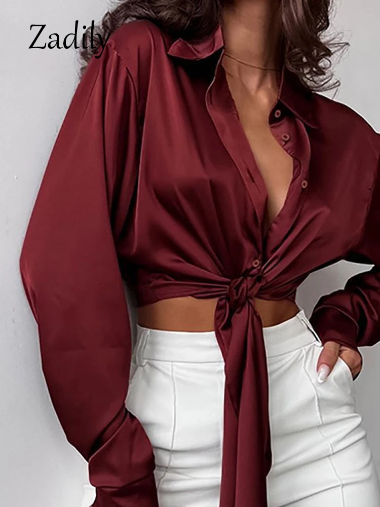 blusa satén roja