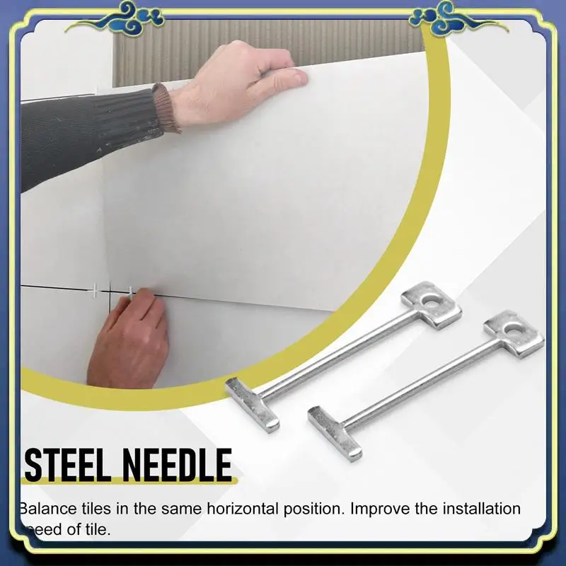 Latest 200Pcs Tile Leveling System For Tile Laying Reusable Steel Needles Flooring Replaceable Pin Tiling Construction Tools