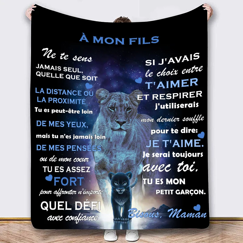 

French Letters Blanket To Son In French Throw Blanket for Bed Sofa Couch Birthday Gift Home Queen Cozy lettre Converture