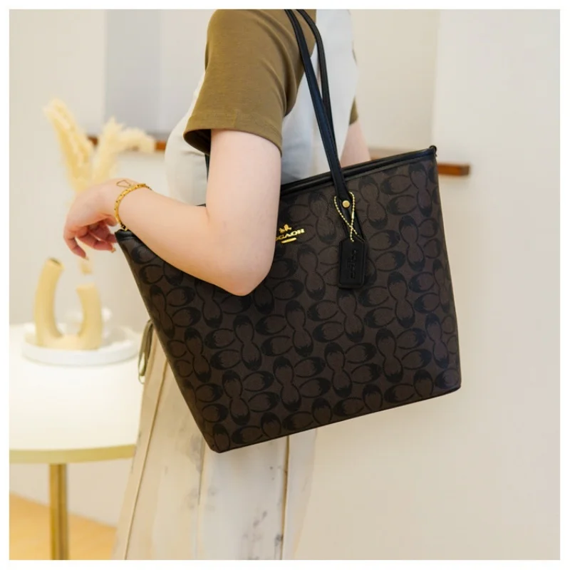 Borsa tote vintage con manico a contrasto, aperta sul davanti, spaziosa e leggera, per impiegati, pendolari e per le spese quotidiane. - immagine 5