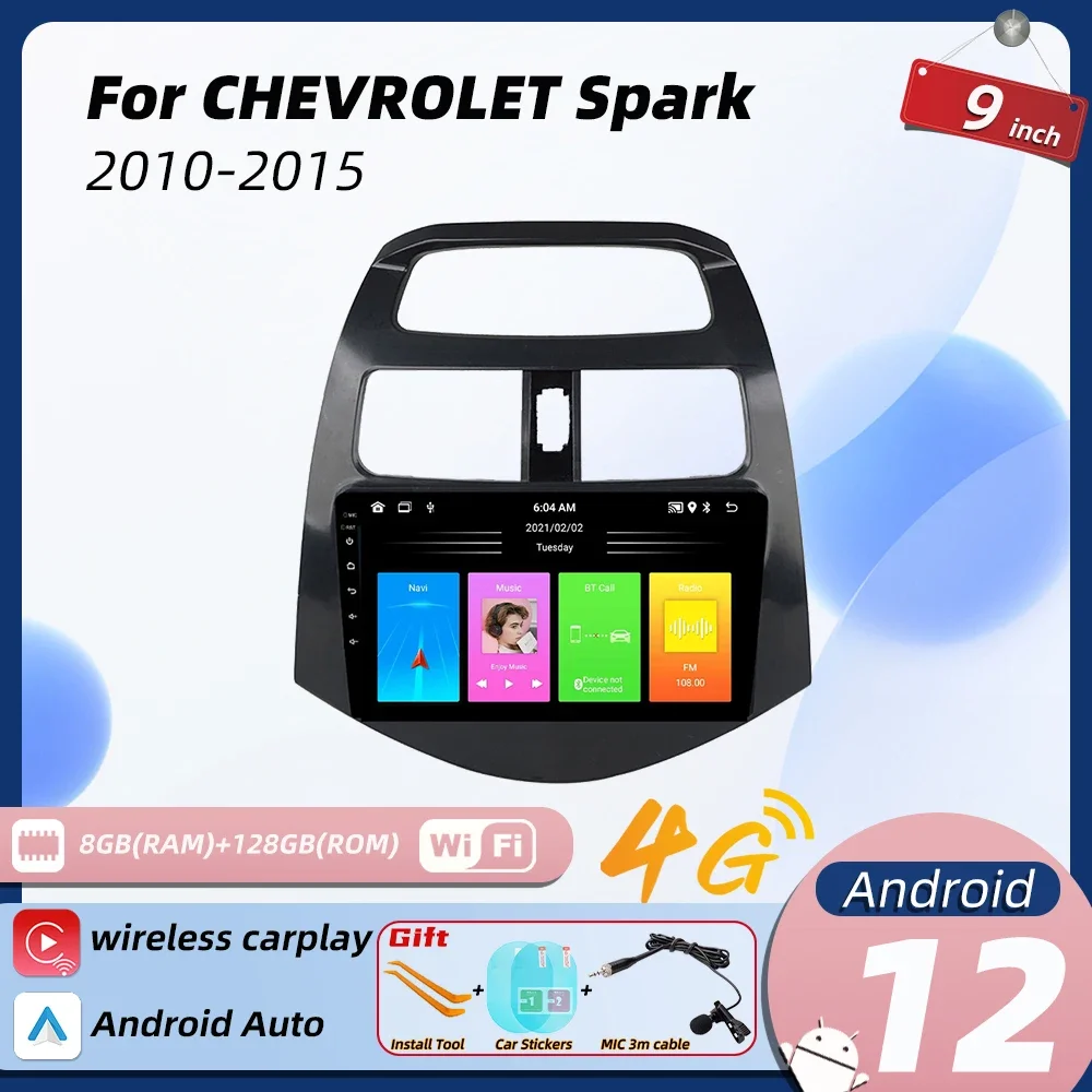 Автомагнитола с экраном для CHEVROLET Spark 2010-2015, 2Din, Android, автомобильная стереосистема, GPS-навигация, мультимедийный плеер, Авторадио, головное устройство