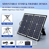Kit de panneau solaire portable pliable de 1000W, chargeur solaire monocristallin avec accessoires complets pour le camping, les camping-cars et l'alimentation hors réseau. 2