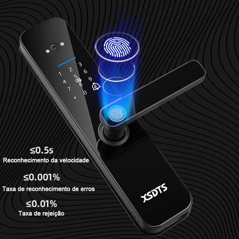 XSDTS Tuya Wifi Digital Electronic Smart Door Lock With Biometric Camera Fingerprint Smart Card Password Key Unlock — view 4