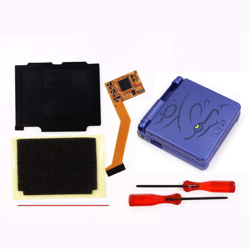 Kit écran IPS Rétroéclairé Pour Game Boy Advance SP - Avec Coque Prédécoupée Rouge, Comme Neuf