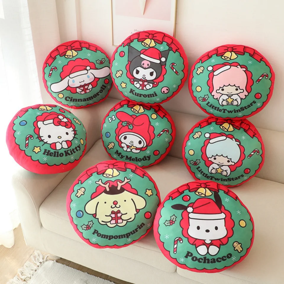 

Рождественская серия Sanriod Hello Kitty Cinnamoroll подушка на сиденье кавайная круглая декоративная подушка для спальни Подушка подарок на день рождения