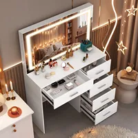 Dressing Table With LED Lights Mirror And Drawers Vanity Table Makeup Desk White