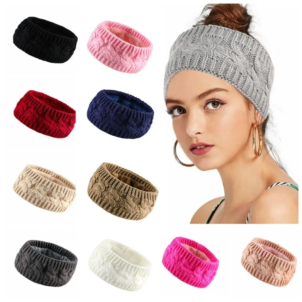 Women Knit Cable Headbands Winter Headbands Ear Warmers for Women Fleece Lined Cold Weather Warm Ear Muffs