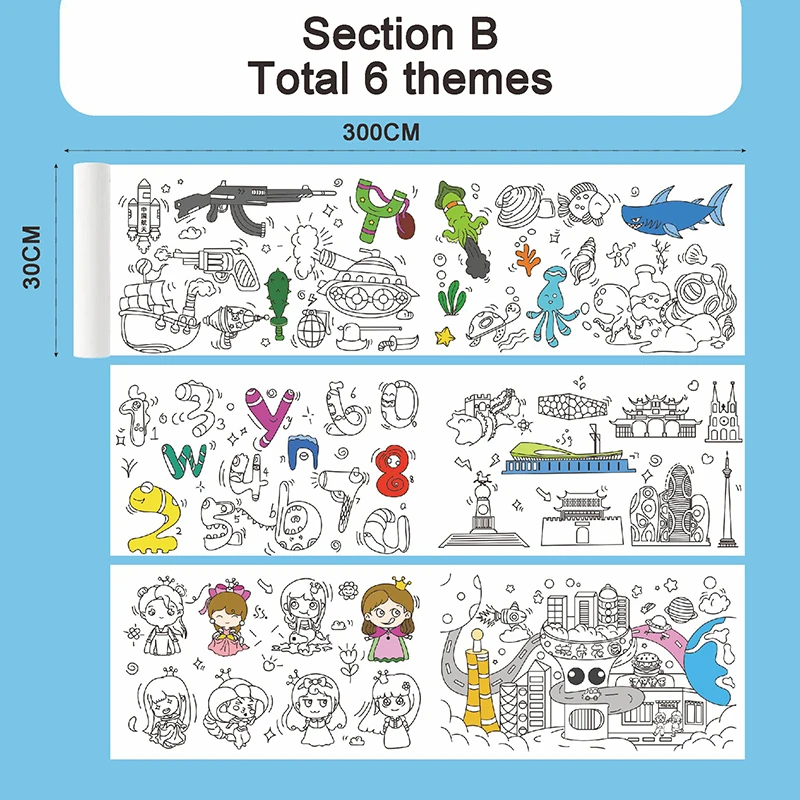 Rolo de Desenho Infantil, Rolo de Papel para Colorir, Papel de Desenho para  Pintura, Papel de Enchimento, Rolo de Papel de Desenho Pegajoso para Prese,  Carta