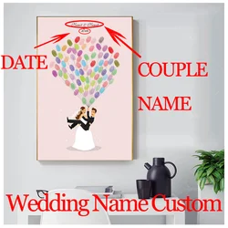 Wedding Couple Name Date Custom Personalized Car Fingerprint Tree Wall Poster Canvas Painting For Living Room Bedroom Home Decor