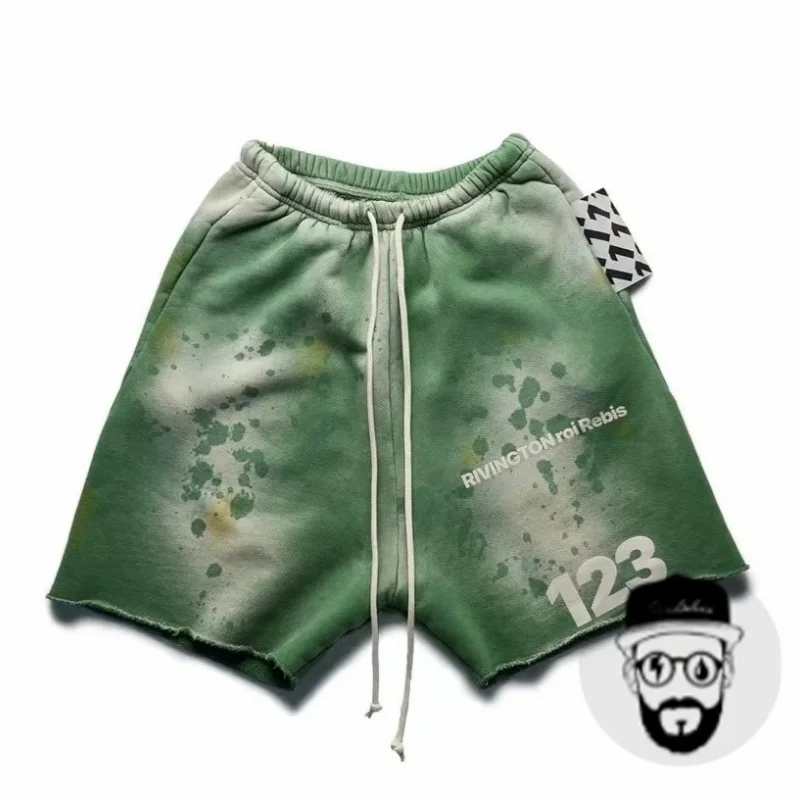 Free shipping heavyweight cotton RRR123 shorts with drawstring casual loose men's sports shorts