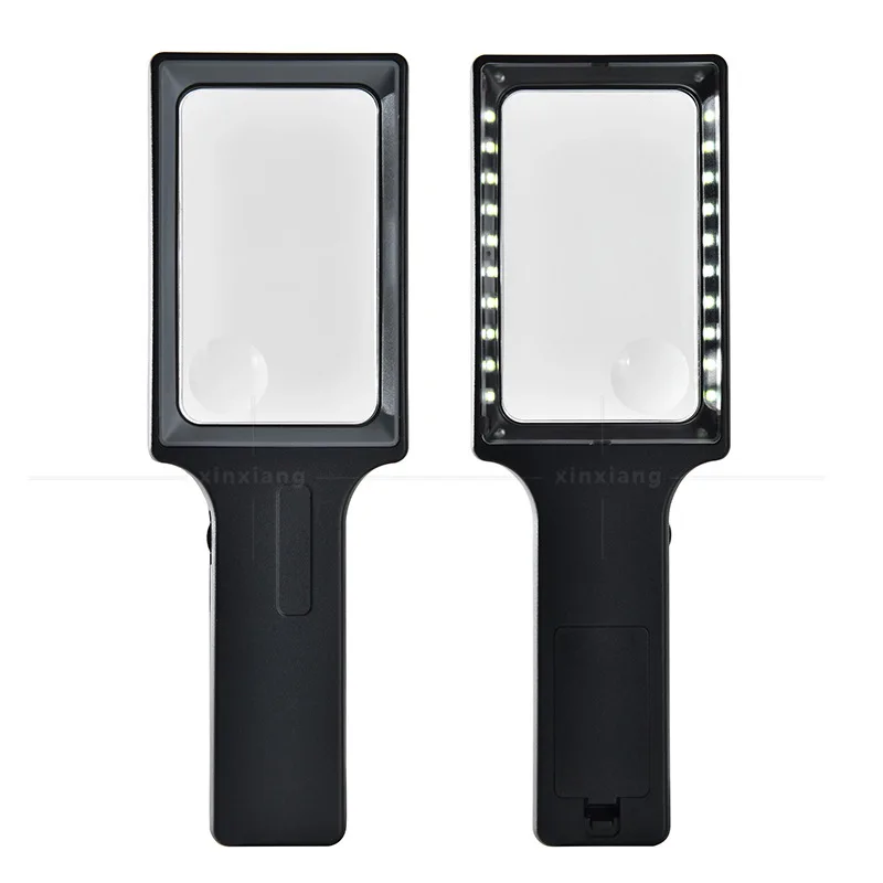 휴대용 확대경, 고화질 및 고배율 3-8X, 20 LED 조명, 사각형 모양