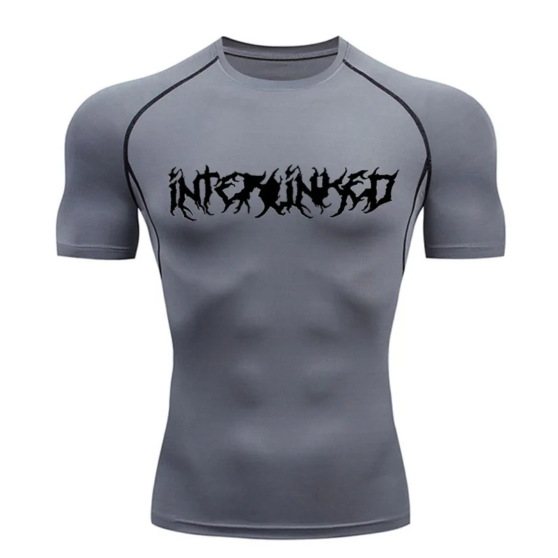 Summer T -shirt Men Running Compressed Shirt Short -sleeved Black Sports Top Gym Fitness Fast Dry Sportswear Men's Long -shirt