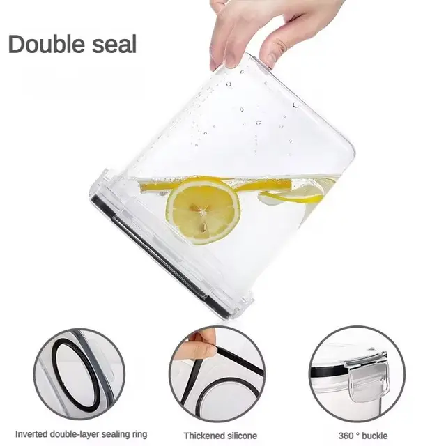 Réservoir de stockage des aliments de cuisine, boîte de stockage de céréales diverses 2,5 l/4l, ensemble Transparent PP scellé et étanche, conteneur de stockage 4 pièces 2