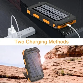 4-in-1 Solar Power Bank 10000mAh - Portable Charger+Flashlight for Outdoor Camping