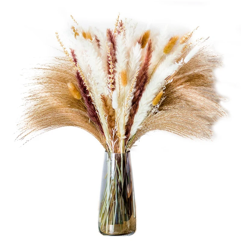 

Pampas Grass 90Pcs Natural Dried Flowers-For Home And Room Decorations, 100% Natural Pampas Grass Decor Valentine Gifts