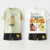 Disney Lion King Simba Print Boys' Clothing Short Sleeved Sportswear Summer T-shirt+tight Shorts Two-piece Set Children's Cloths 1