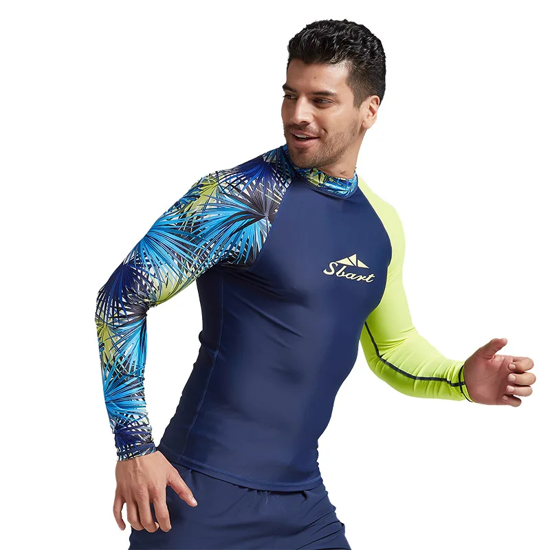 Men's Long Sleeve Sharkskin Rash Guard Swim Sun Shirt Surfing Swimwear RASH VEST 