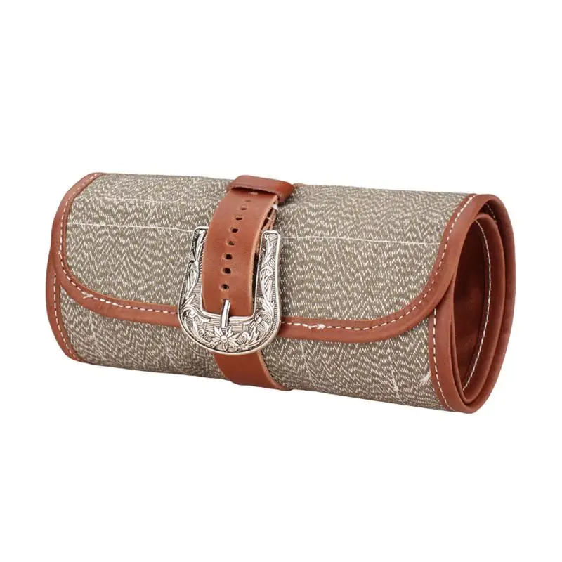 

Watch Band Storage Bag Leather Watch Accessories Bag Holds 13 Watch Straps Carrying Case For Pen Cosmetic Power Cable Jewelry