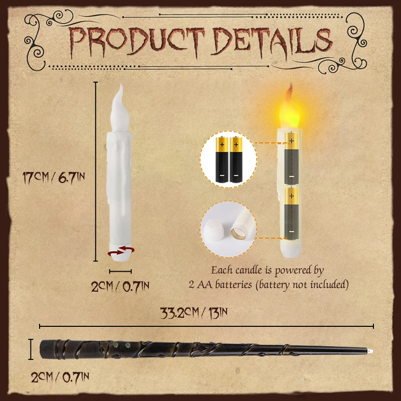 Candele elettroniche galleggianti con bacchetta magica Candele sospese remote Candelieri conici a LED senza fiamma tremolanti Decorazioni di Halloween  39