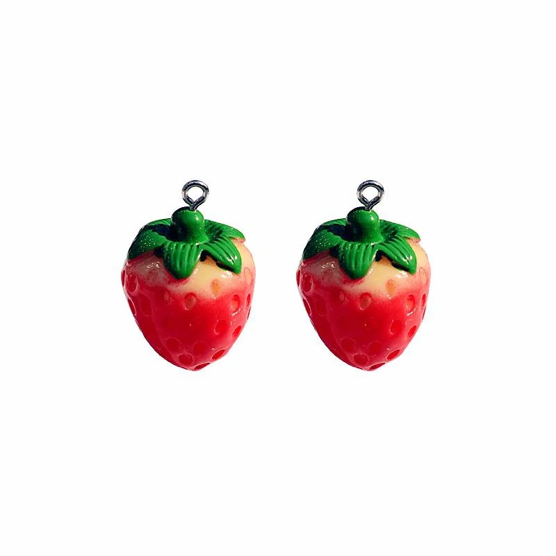 5 pcs/pack Big and Small 3D Strawberry Fruit Resin Charms Pendant Earring DIY Fashion Jewelry Accessories