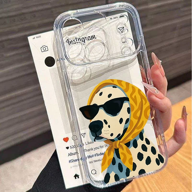 Cartoon Dalmatian Glasses & Scarf Design Phone Case
