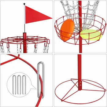 Yaheetech Portable Disc Golf Basket Target Disc Sports 12-Chain Practice Disc Golf Target Steel Hole Disc Golf Goals Catcher Ind 5