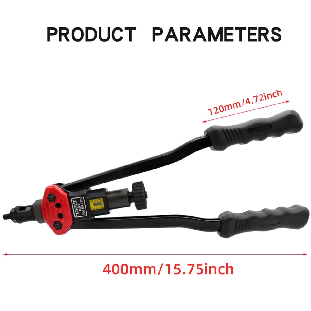 BT-607 Hand Threaded Rivet Nuts Tool Riveter with 110pcs Rivet Nuts M3 M4 M5 M6 M8 M10 M12 1/4 10-24 5/16 3/8 Rivnut Rivet Tool 4