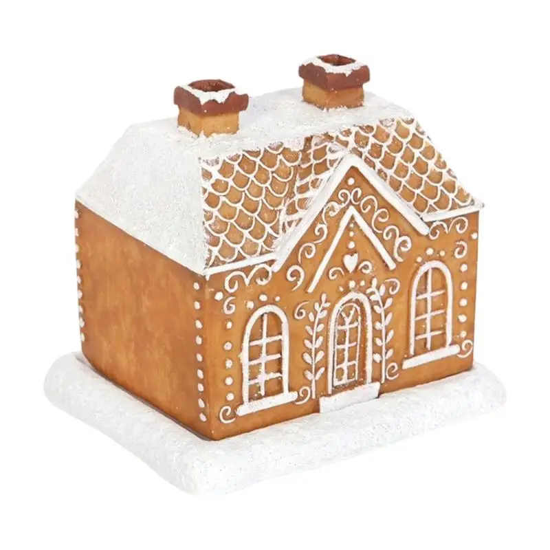 Bruciatore Di Incenso Casa Illuminata Gingerbread House Backflow Porta Incenso Resina Natale Town Holiday Decorazioni Da Tavolo Per