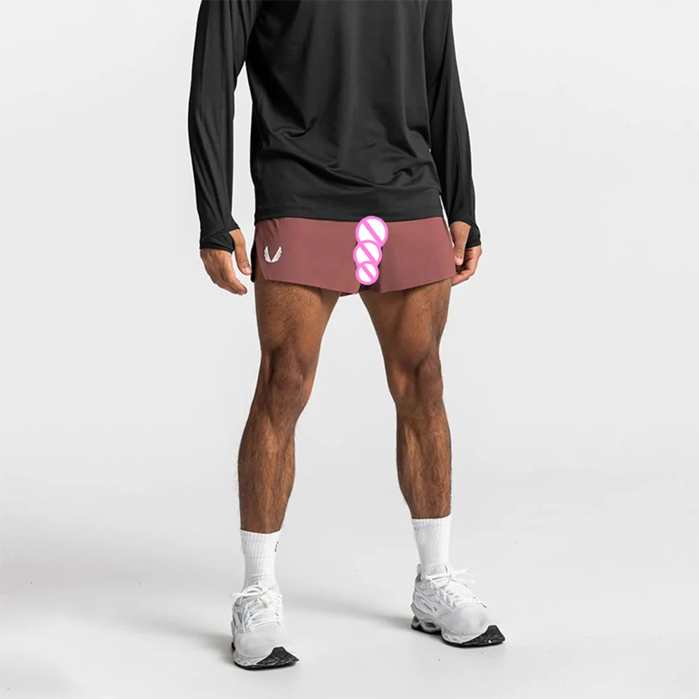 Men's Athletic Shorts Invisible Open Crotch Outdoor Sex Five Points Running Training Waterproof Quick Drying Shorts