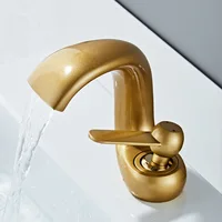 Dark Gold Creativity Restroom Basin Faucet Hot and Cold Waterfall Outlet Single Hole Faucet Household Bathroom WashBasin Faucet 4