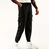 Classic Design Multi Flap Pockets Cargo Pants,Men's Loose Fit Drawstring Harem Cargo Jogger Pants 3