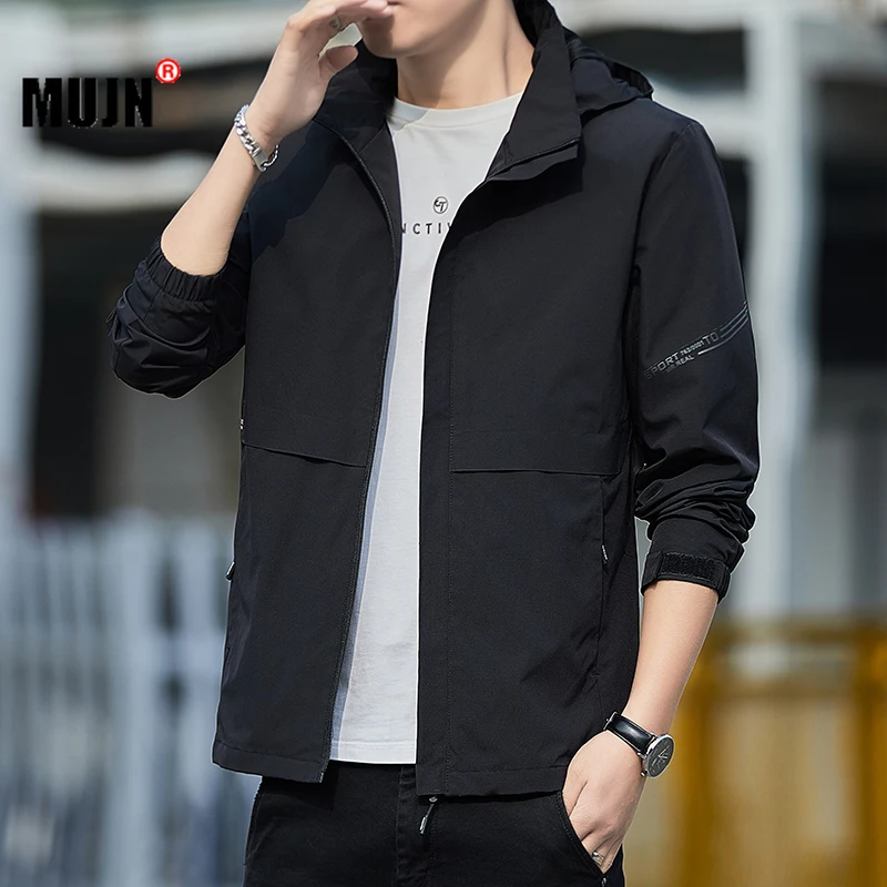 

Spring and Autumn Fashion Men's Windbreaker Coat Casual Jogging Windproof Zipper Hooded Jacket Hip-Hop Street 2023 Male Clothing