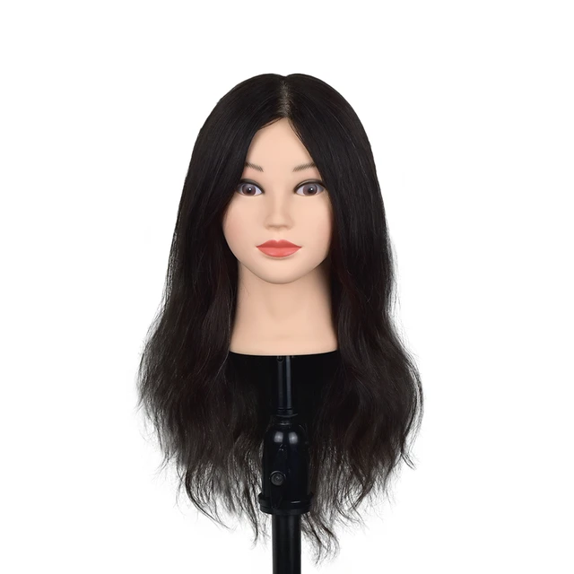 Mannequin Head with 100% Human Hair Dark Brown and Natural Black Training  Head,Cosmetology Doll Head Practice for Hair - AliExpress