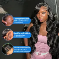 Perruque Lace Frontale 13x4 13x6 en Cheveux Humains Brésiliens Remy 250% Noirs, Ondulés et Mouillés, Effet Body Wave, 40 42 Pouces, avec Dentelle HD 3