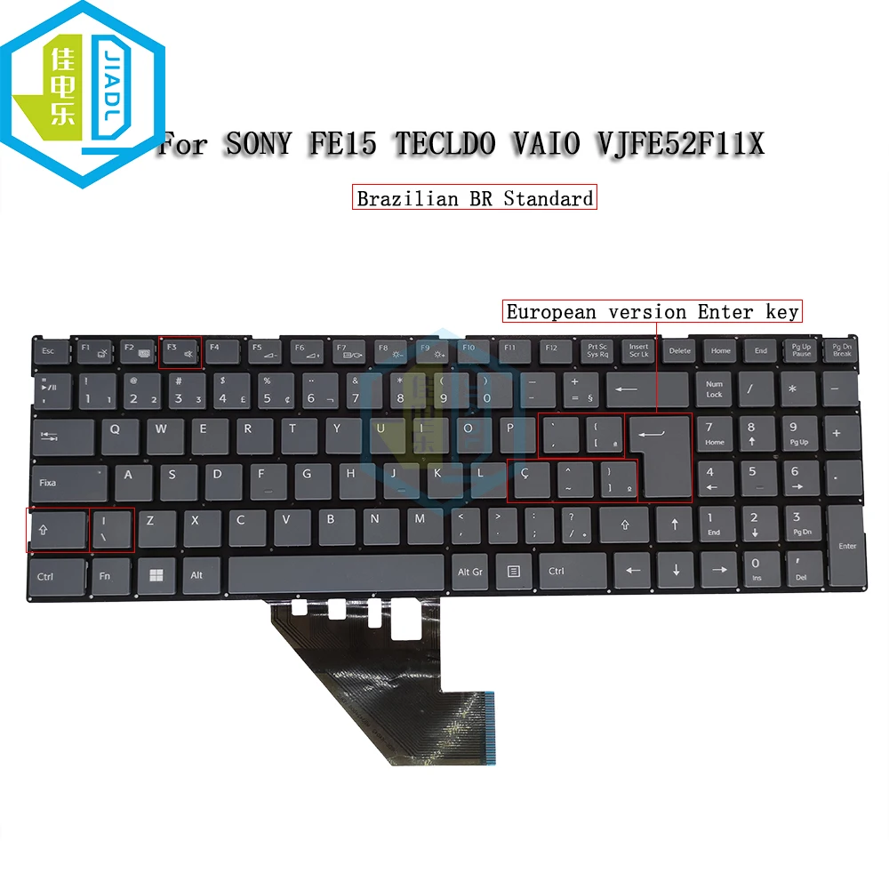 Teclado Retroiluminado Brasileiro Brasil Teclado para Sony Fe15 Vaio Vjfe52f11x Vjfe51f11x Vjfe53 F11x Pride-k4042 K3675 Mb3424003 - Imagem 3