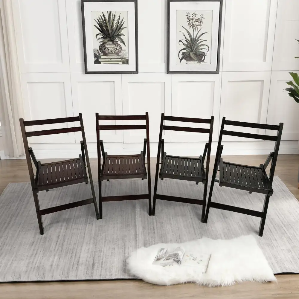 4 Piece Folding Garden Chairs Furniture Set Slatted Wood Folding Special Event Chair Folding Chair Wood Outdoor Seat Chairs 5