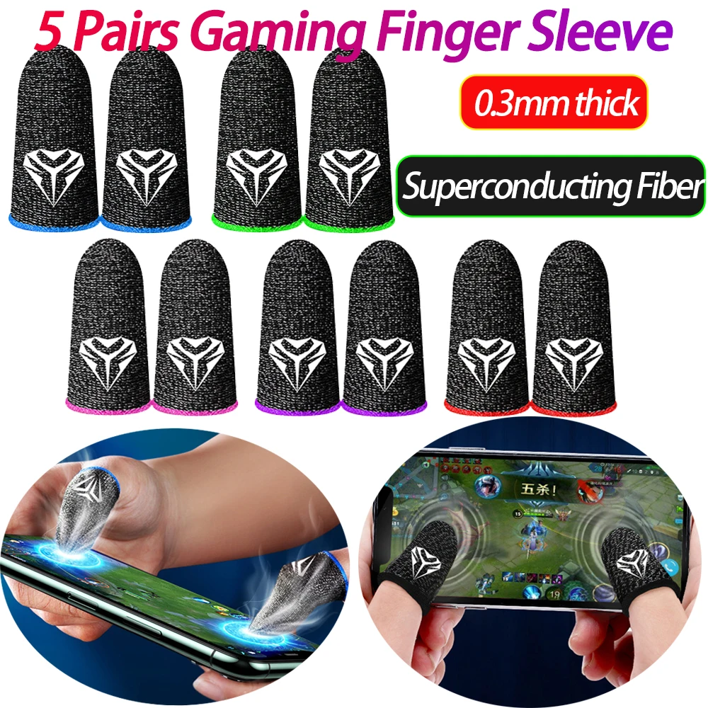 5 Pair Gaming Finger Sleeve for PUBG Breathable Sweatproof Fingertip Cover Game Playing Accessories