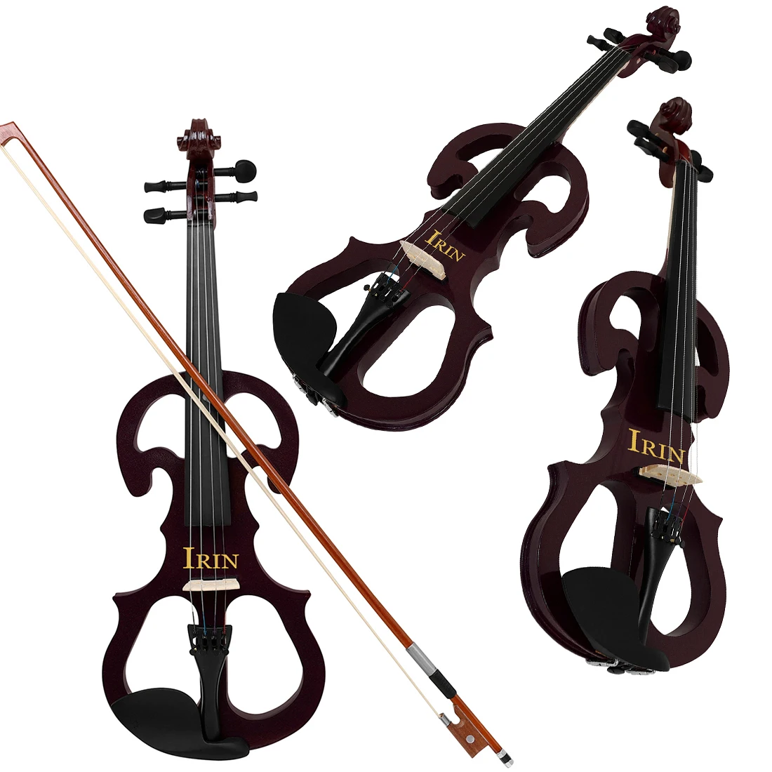 IRIN Electric Violin Right Handed 4/4 Electric Silent Violin Fiddle Accessories W/4/4 Bow & Fiddle Bridge & Case
