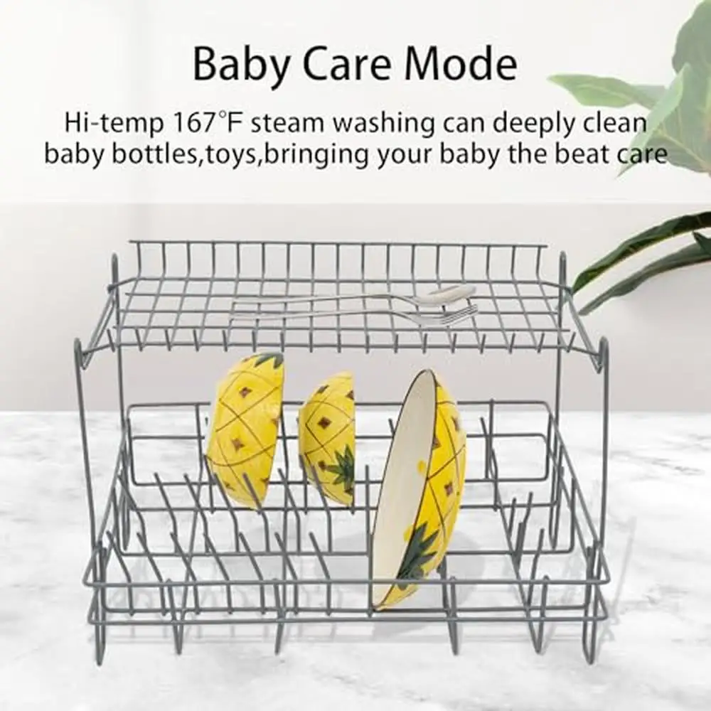 Portable Mini Dishwasher Countertop 900w 5 Programs Dryer Cabinet Easy to Use No Installation Needed Convenient Storage 7L Water 3