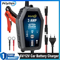 Hiyiton 6V 12V 3000mA Car Motorcycle Smart Battery Charger for Lithium LiFePO4 Lead-Acid Battery Pluse Repair Charge Maintainer