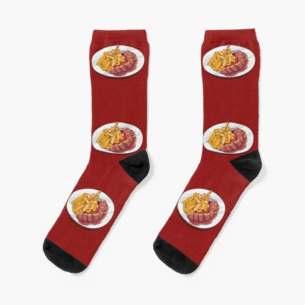 

Currywurst with french fries Socks Sheer Socks Men