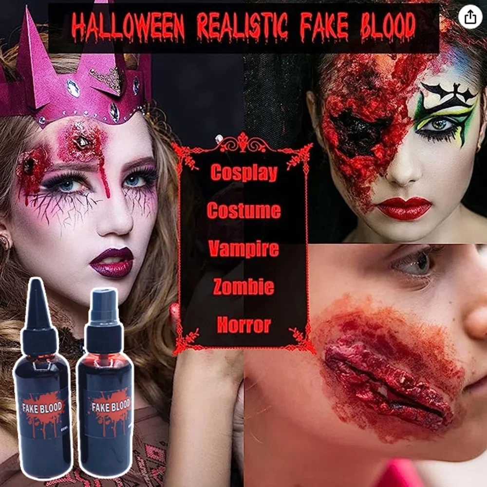 60ml Halloween Plasma Spray Simulation Vampire Fake Blood Zombie Fake Blood Lifelike Props Horror Bady Paint Cosplay DIY Toy 2