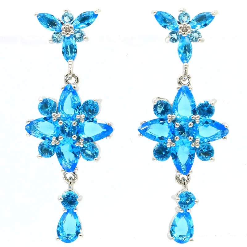 6g 925 SOLID STERLING SILVER Customized Earrings Colorful Aquamarine Peridot Swiss Blue London Blue Tanzanite Tourmaline CZ Dail
