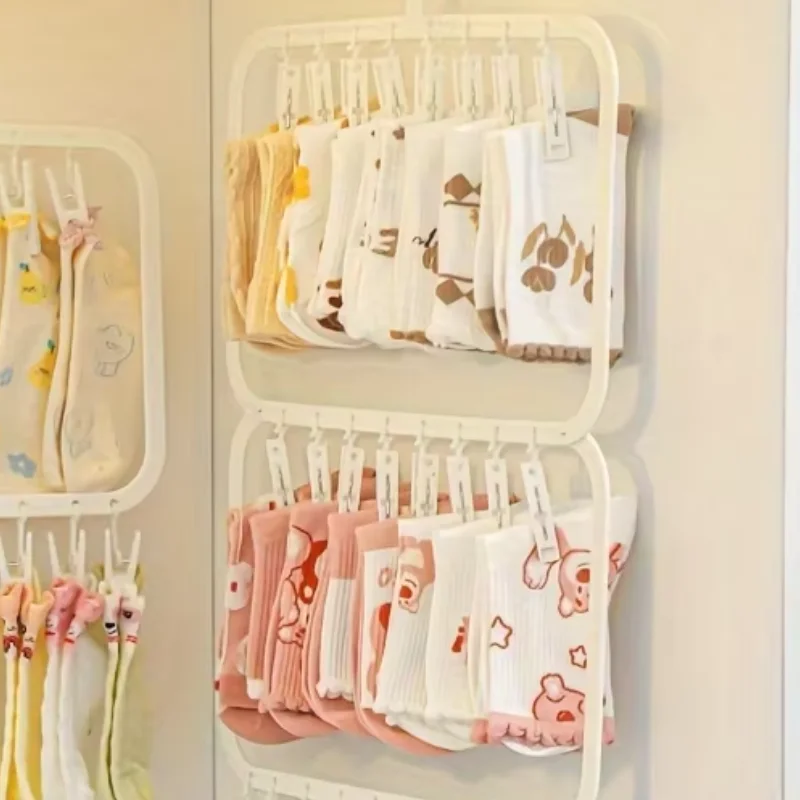 Clothes Drying Rack Multi-clip Sock Drying Hanger Multi-functional Detachable Space Saving For Drying Underwear Towel Socks Baby Clothes