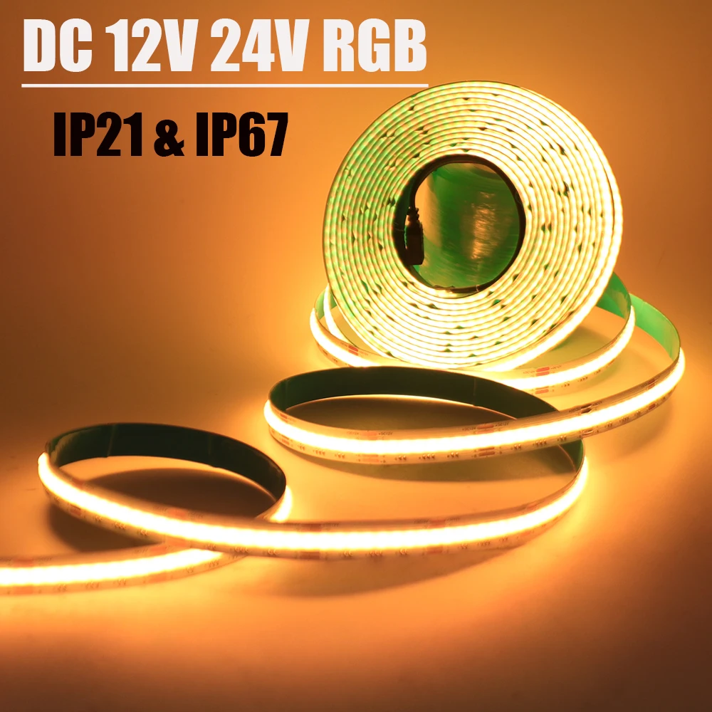 5-20M COB RGB LED Light Strip 576LEDs/m High Density Flexible DC12V/24V  Dimmable