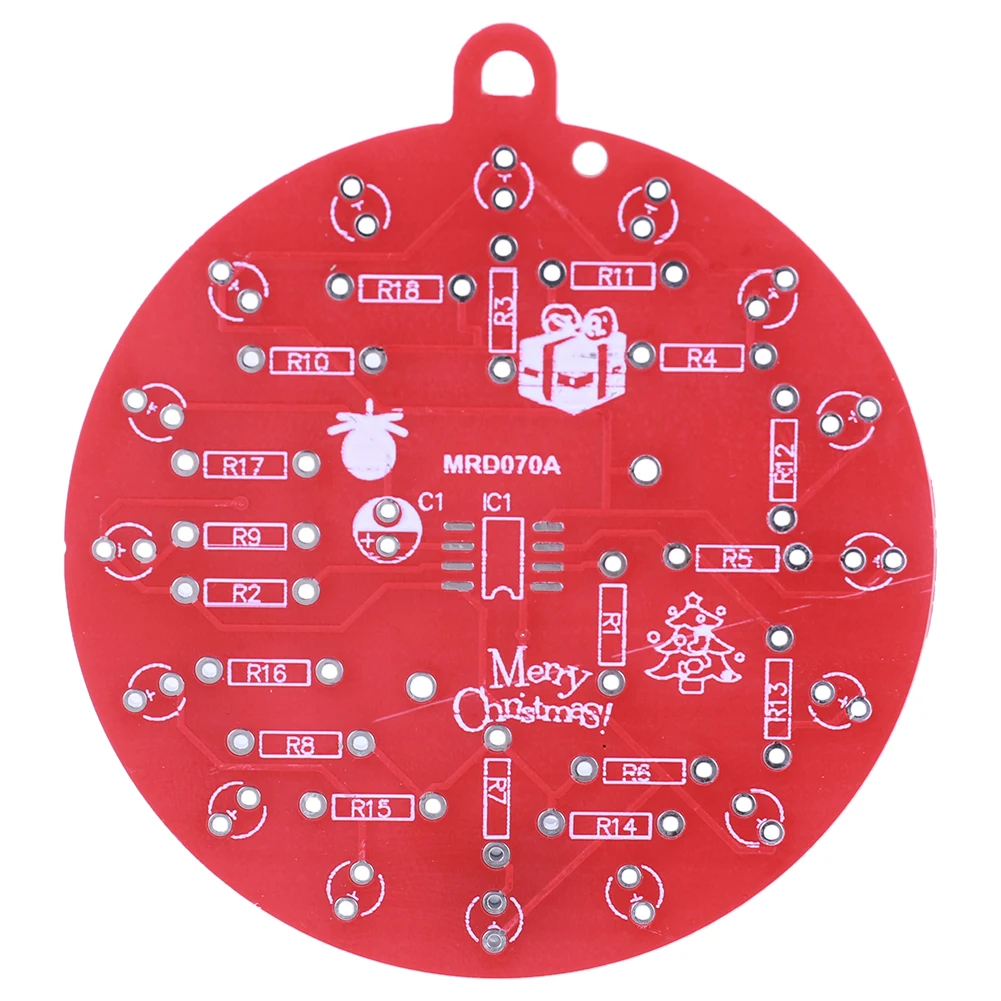 NE555 LED 크리스마스 트리 장식, 빨간색 및 녹색 LED 깜박이, 빨간색 및 녹색 LED 조명, 깜박이는 조명, 납땜 연습 보드